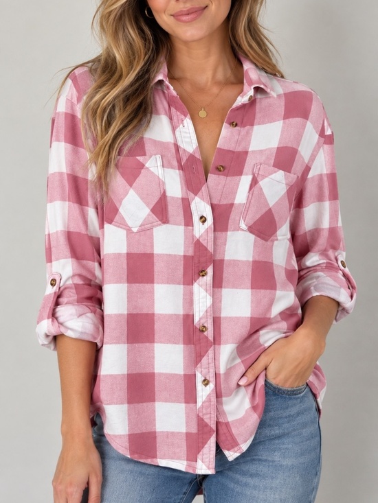 Eden & Olivia Tops - Eden & Olivia Buffalo Plaid Button Down 3/4/Long sleeve button down Flannel Med